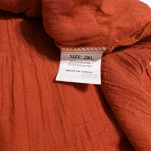 Women's Rust Ruffle Sleeve Top - Picture 8 of 11